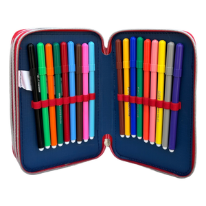 Astuccio Scuola 3d Masked Man Supereroe  Multiscomparto 3 Zip Portacolori Pennarelli Giotto - Hr0832