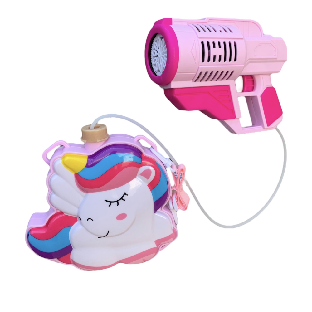 Pistola Sparabolle di Sapone Unicorno con Borsetta Gioco per Bambini - Wnt0036