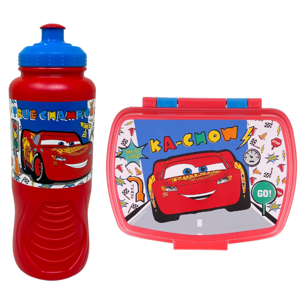 Set Borraccia e Portamerenda Cars DISNEY 2 Pezzi in Plastica Riutilizzabile Bpa Free