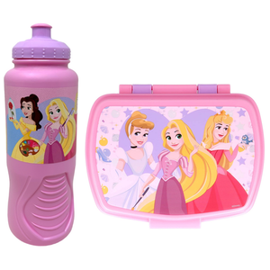 Set Borraccia e Portamerenda Principesse DISNEY 2 Pezzi in Plastica Riutilizzabile Bpa Free