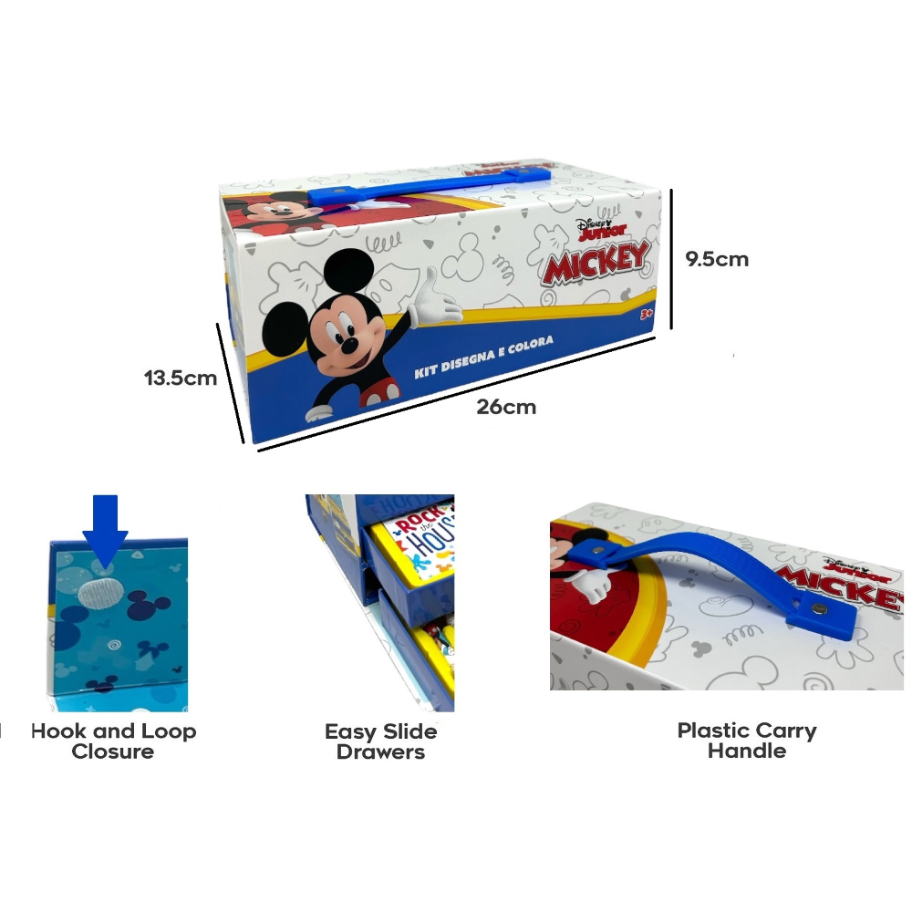 Colori Topolino Mickey DISNEY Pennarelli Acquerelli e Pastelli con Cassetti