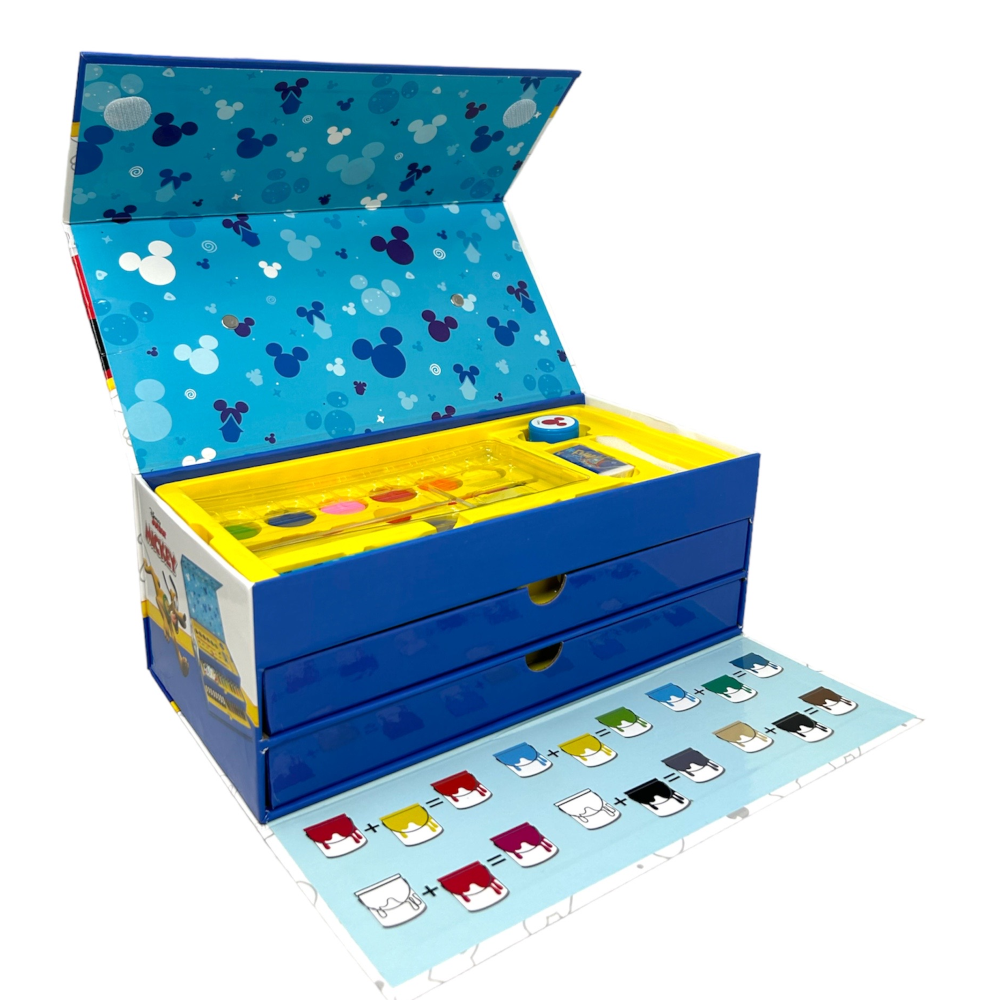Colori Topolino Mickey DISNEY Pennarelli Acquerelli e Pastelli con Cassetti