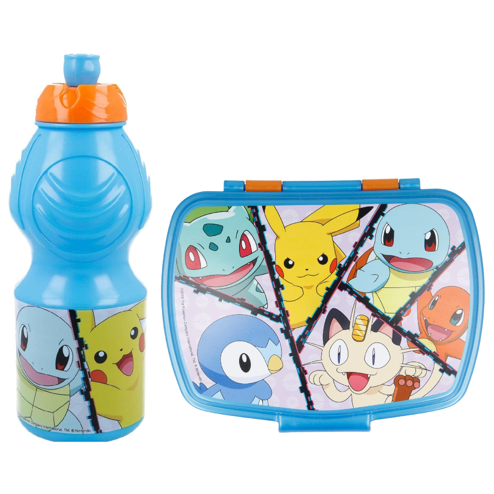 Set Borraccia e Portamerenda Pokémon 2 Pezzi in Plastica Riutilizzabile Bpa Free