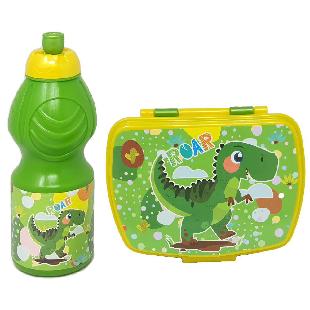 Set Dinosauri Borraccia Sport + Portamerenda Bpa Free - Porbor/din