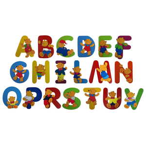 Lettera in Legno con Orsetto Adesiva 8 CM