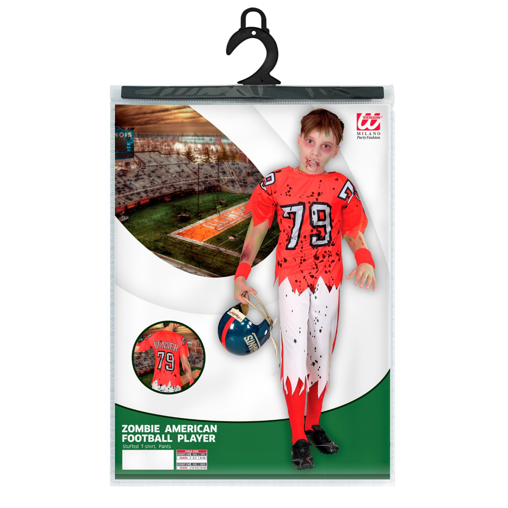 Vestito Carnevale Giocatore di Football Americano Zombie Travestimento Halloween Bambino - 0315