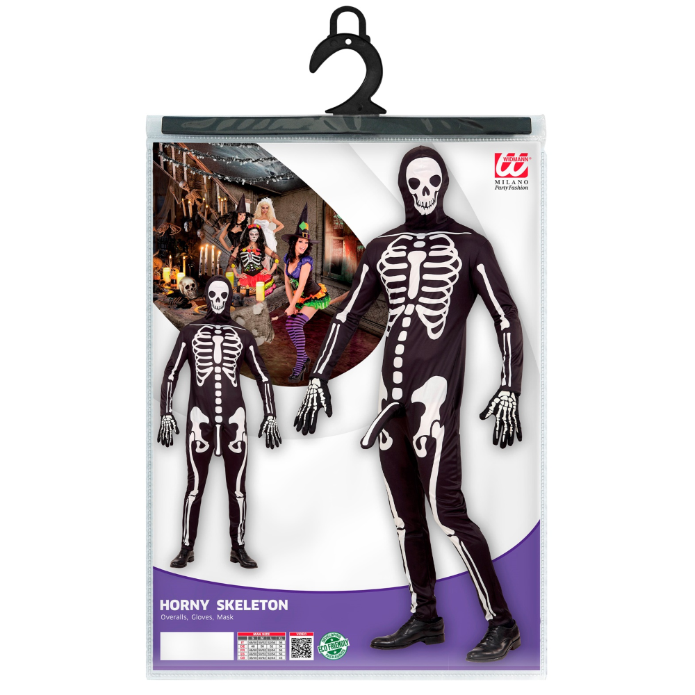 Vestito Carnevale Scheletro Arrapato Travestimento Halloween Uomo - 0369