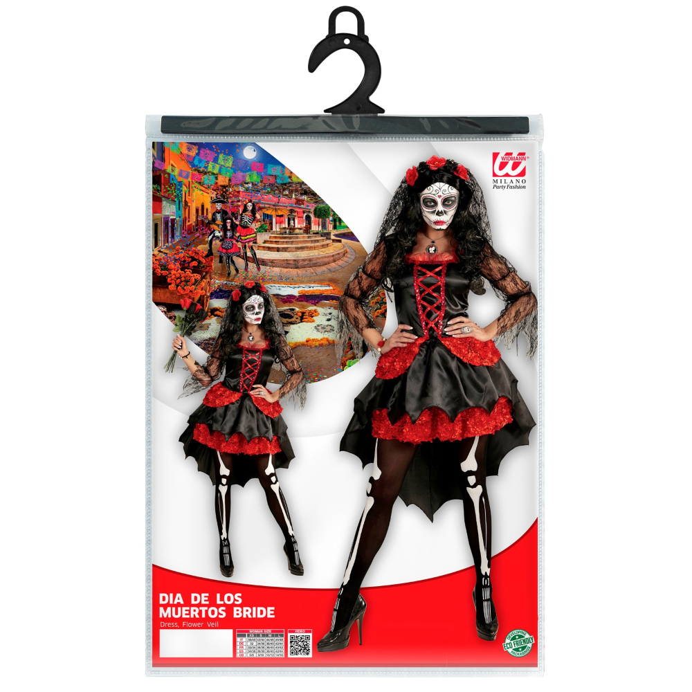 Vestito Carnevale Sposa Dia De Los Muertos Travestimento Halloween Donna - 0611