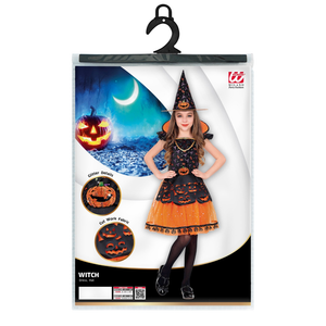 Costume con Accessori Strega Vestito Cappello Scopa Travestimento Halloween 11/13 Anni - 0708+52776