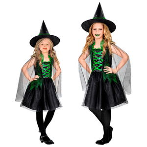 Vestito Carnevale Wicked Witch Strega Travestimento Halloween Bambina - 0743