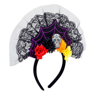 Cerchietto Dia De Los Muertos Accessori per Abito Vestito Travestimento Carnevale Halloween - 09461