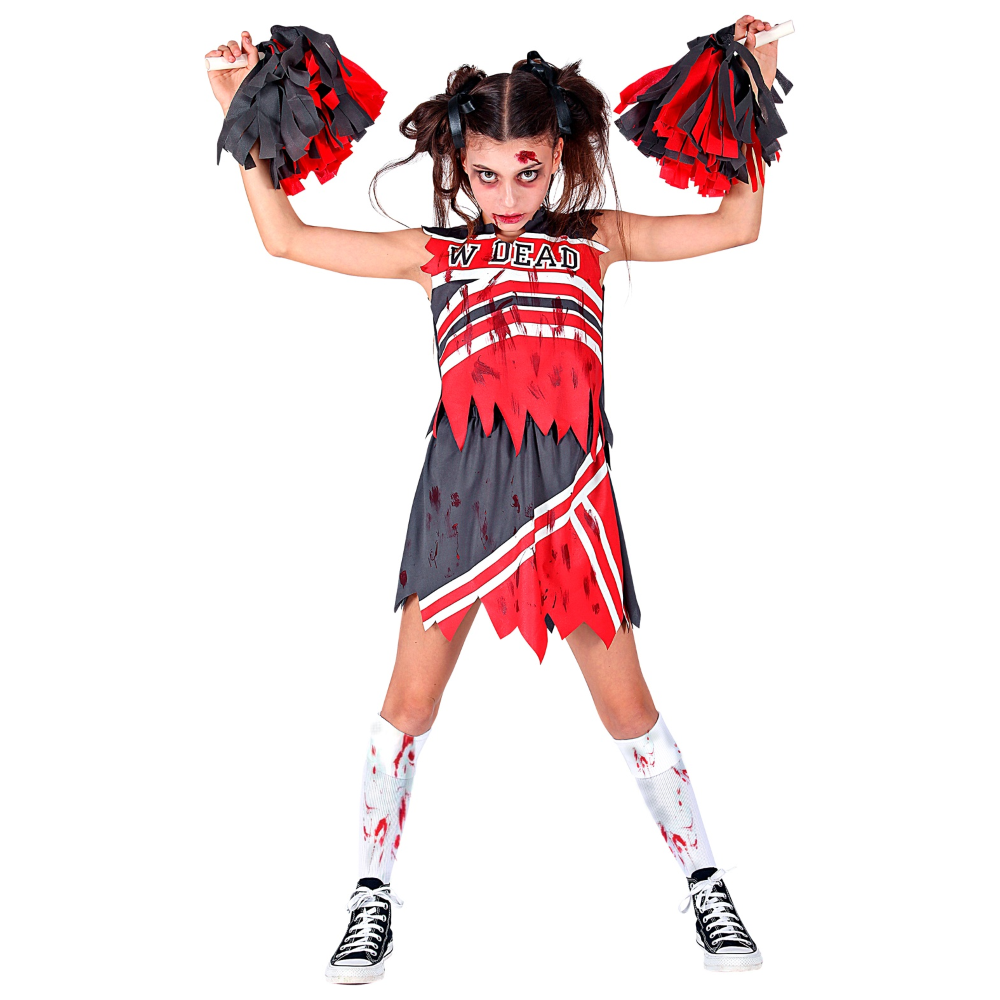 Vestito Carnevale Cheerleader Zombie Travestimento Halloween Bambina - 0985