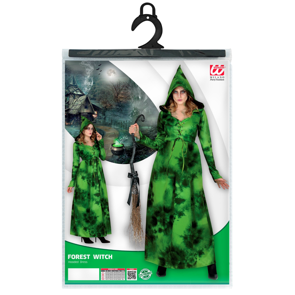 Costume con Accessori Strega Della Foresta Abito con Cappuccio Bastone Magico 122 CM Travestimento Halloween XL - 1071+52815