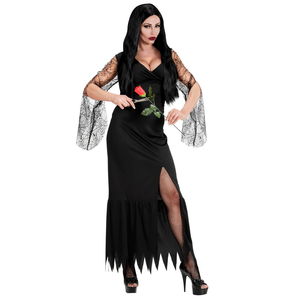 Vestito Carnevale Mortisia Dark Girl Travestimento Halloween Donna - 1528