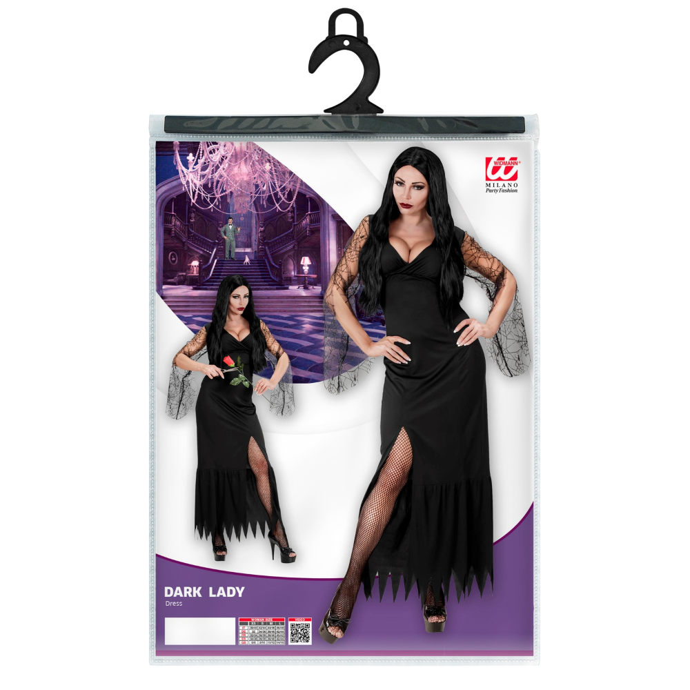 Vestito Carnevale Mortisia Dark Girl Travestimento Halloween Donna - 1528