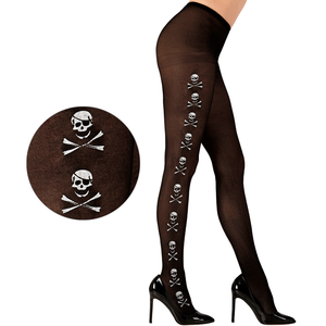 Calze con Teschi e Ossa 40 Den Tg Unica Adulto Accessorio Travestimento Halloween - 4786m