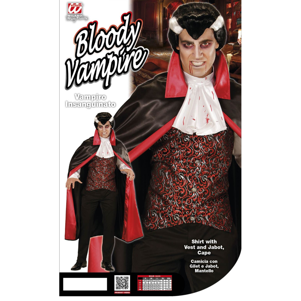 Vestito Carnevale Vampiro Insanguinato Travestimento Halloween Uomo - 4951
