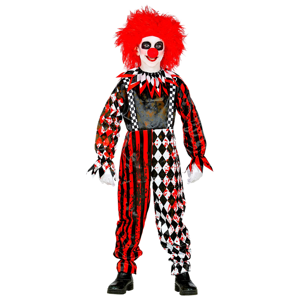 Vestito Carnevale con Accessori Pagliaccio Horror Travestimento Halloween Bambino 8/10 Anni - 5251+6269p+2285c+02409