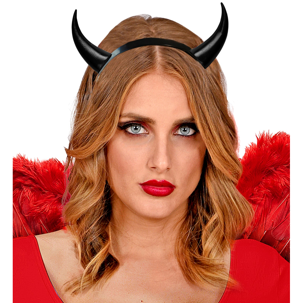 Cerchietto Corna Nere Accessori Travestimento Carnevale Halloween - 5487n