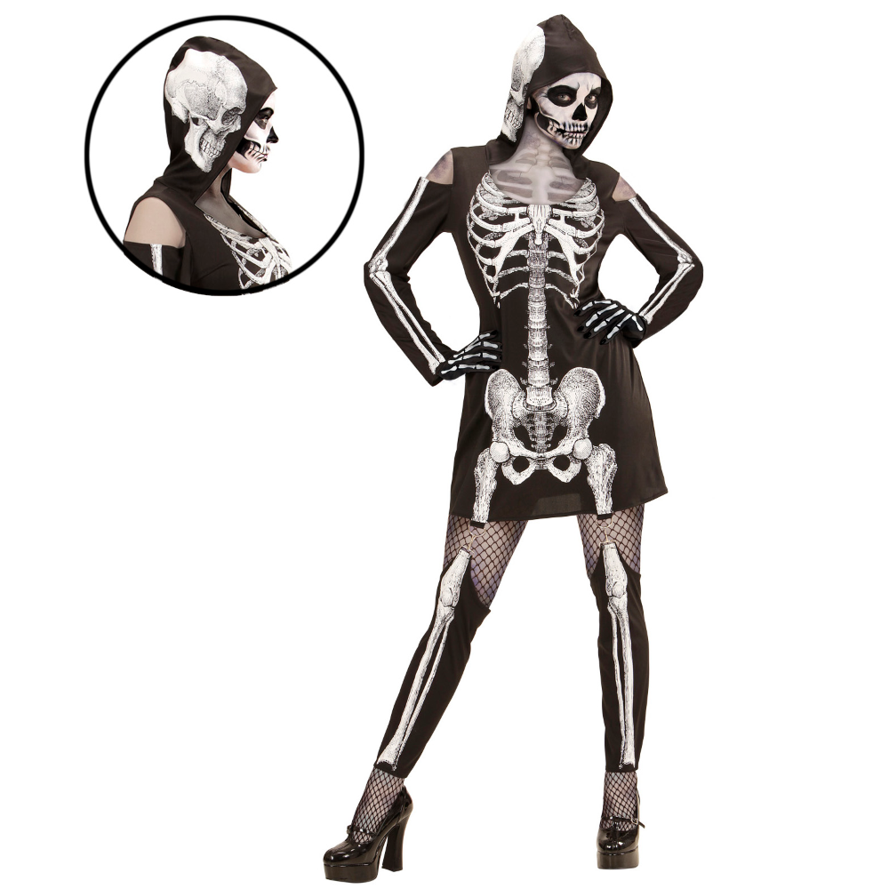 Vestito Carnevale Scheletro Travestimento Halloween Donna - 9872