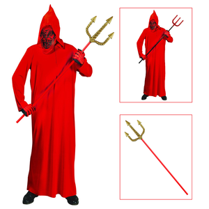 Vestito Carnevale con Accessori Diavolo Tridente Dorato Travestimento Halloween Bambino 11/13 Anni - 0249+24221