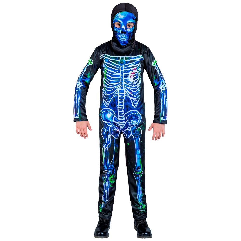 Costume da Scheletro Tossico Travestimento per Halloween da Bambino Tuta e Maschera - 1228