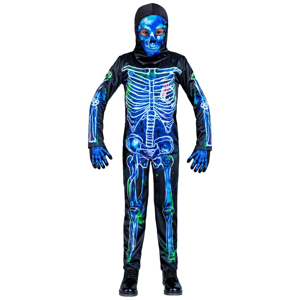 Costume da Scheletro Tossico Travestimento per Halloween da Bambino Tuta e Maschera - 1228