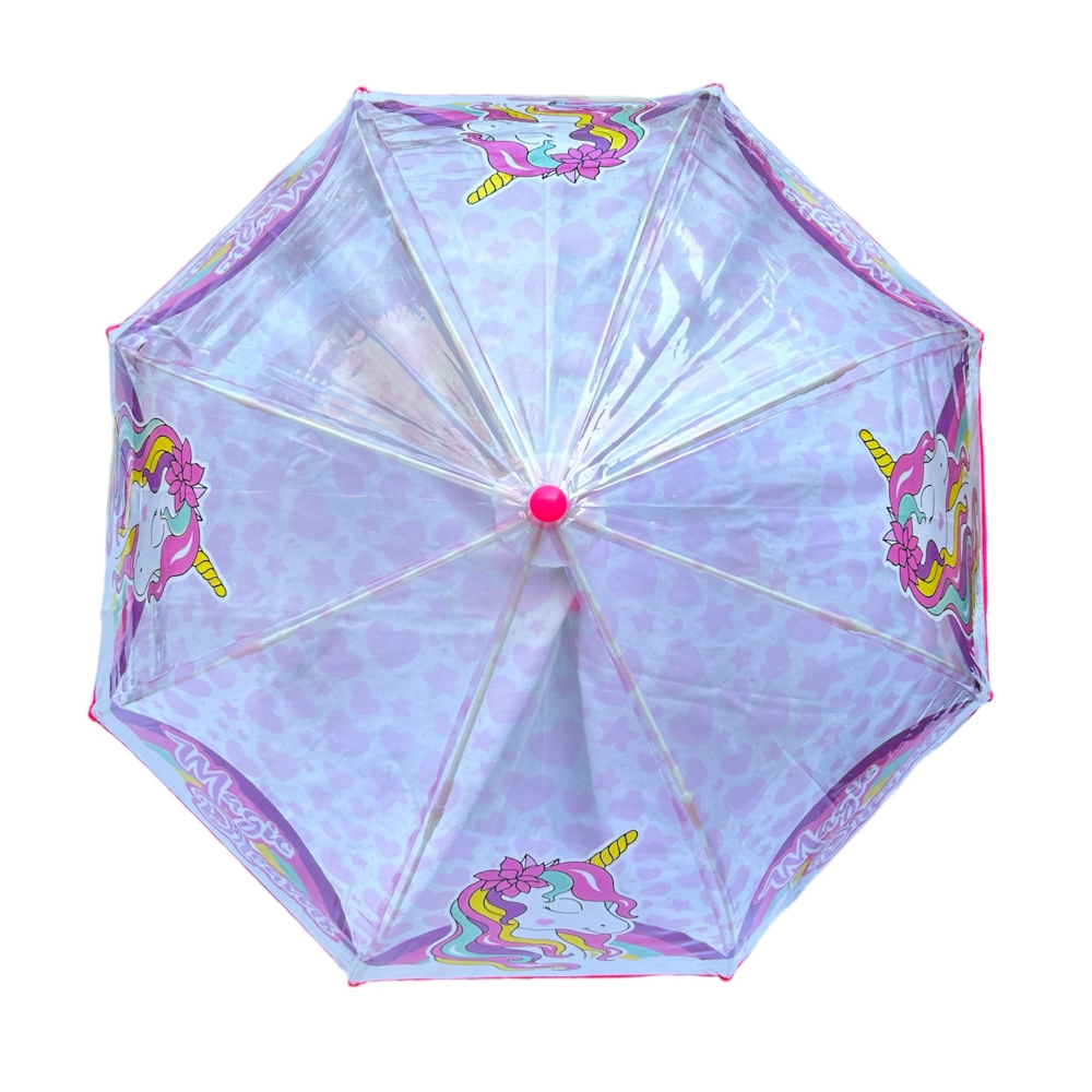 Ombrello Unicorno Trasparente Cupola Manuale 8 Raggi Bambino - X02547mc
