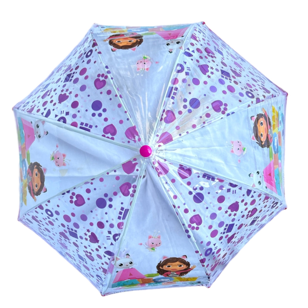 Ombrello Gabby Dollhouse Trasparente Cupola Manuale 8 Raggi Bambino - O07595mc