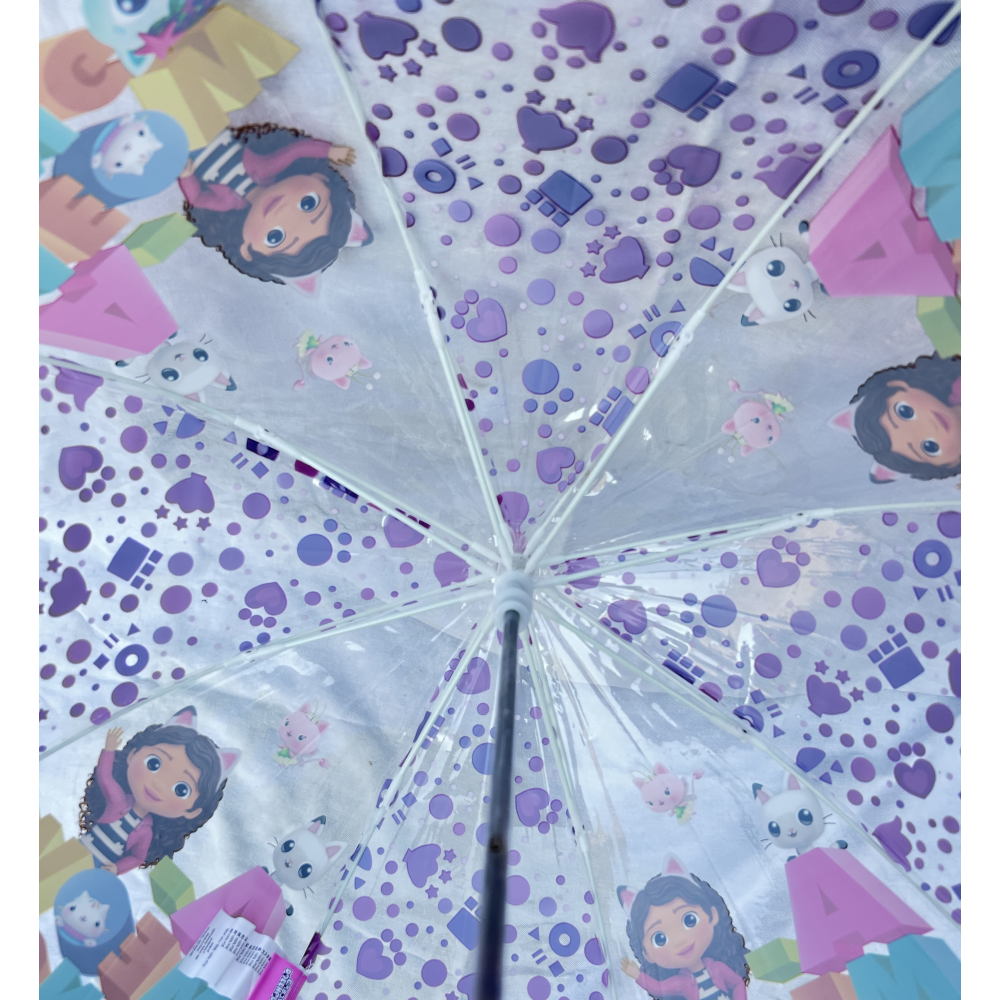 Ombrello Gabby Dollhouse Trasparente Cupola Manuale 8 Raggi Bambino - O07595mc