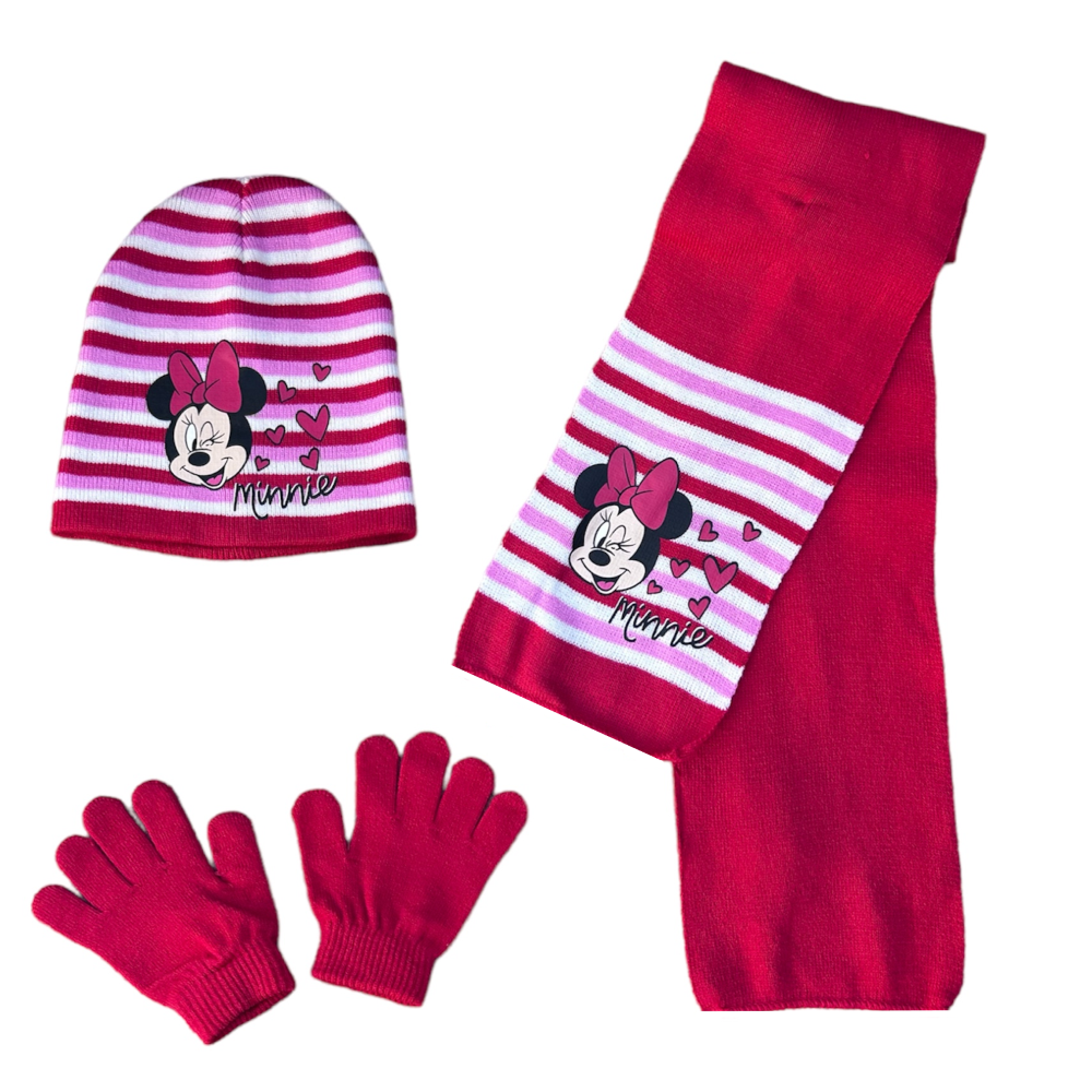 Set 3 Pezzi Minnie DISNEY Cappello Sciarpa Guanti Taglia Unica Bambini - D08245mc
