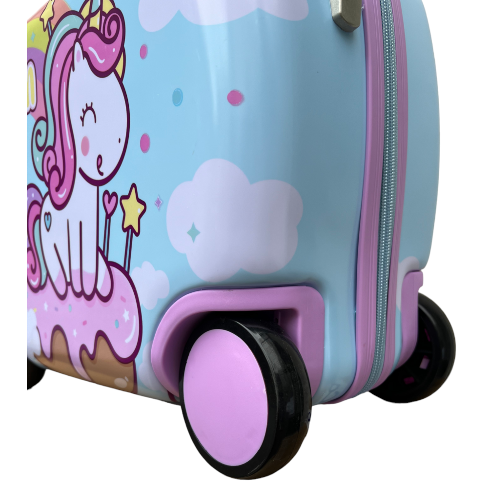 Trolley da Viaggio Cavalcabile Unicorno Valigia in ABS Trainabile con 4 Ruote - X06895mc