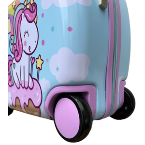 Trolley da Viaggio Cavalcabile Unicorno Valigia in ABS Trainabile con 4 Ruote - X06895mc