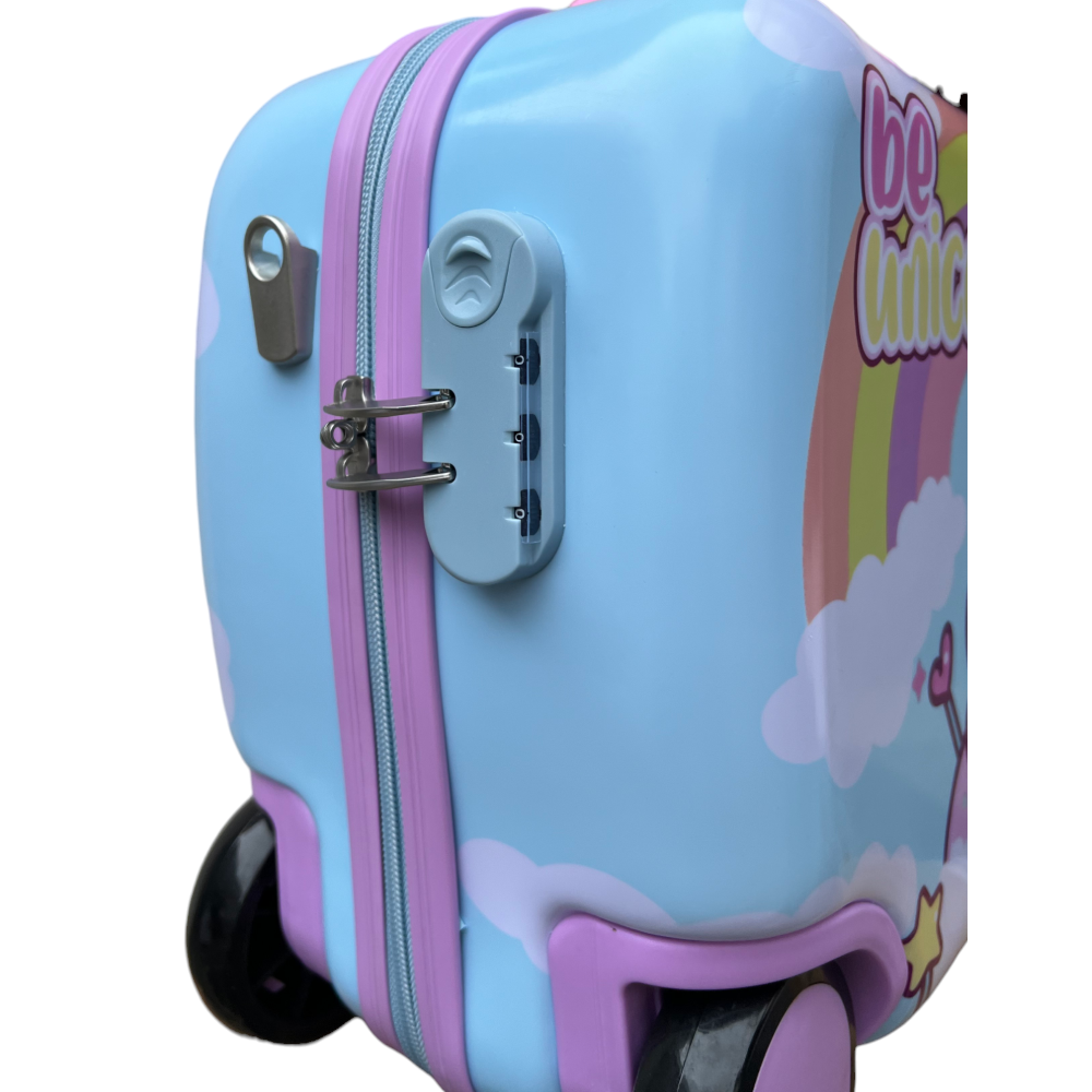 Trolley da Viaggio Cavalcabile Unicorno Valigia in ABS Trainabile con 4 Ruote - X06895mc