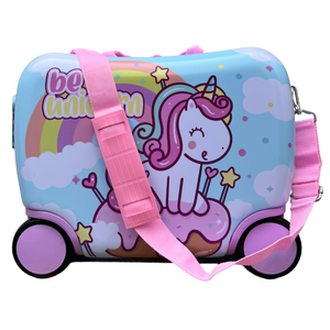 Trolley da Viaggio Cavalcabile Unicorno Valigia in ABS Trainabile con 4 Ruote - X06895mc