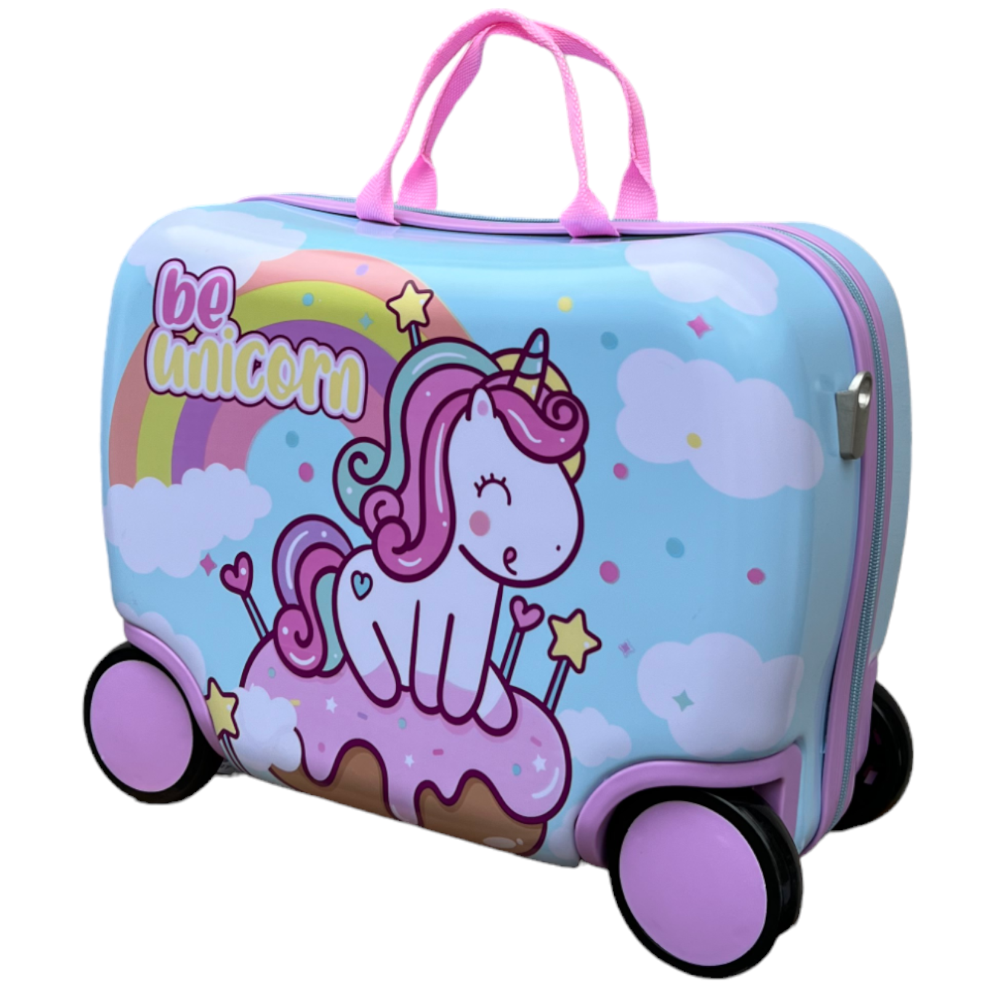Trolley da Viaggio Cavalcabile Unicorno Valigia in ABS Trainabile con 4 Ruote - X06895mc