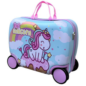 Trolley da Viaggio Cavalcabile Unicorno Valigia in ABS Trainabile con 4 Ruote - X06895mc