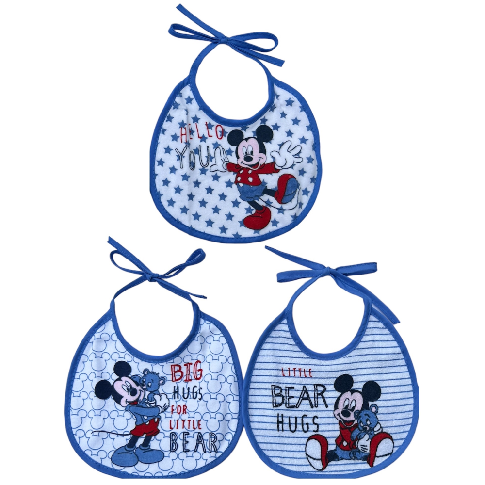 Bavette Topolino DISNEY Set 3 Bavaglini in Tessuto con Scatola - Wd2021