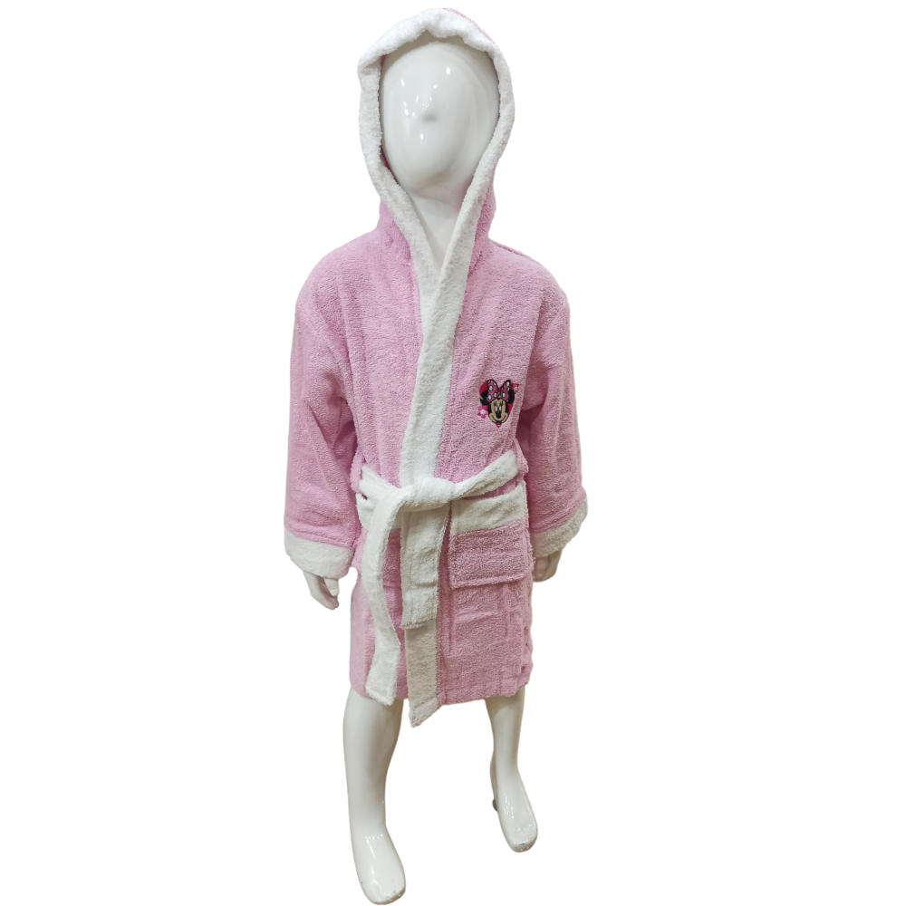 Accappatoio in Spugna 100% Cotone Minnie DISNEY Accappatoio con Cappuccio e Cintura - Min0927