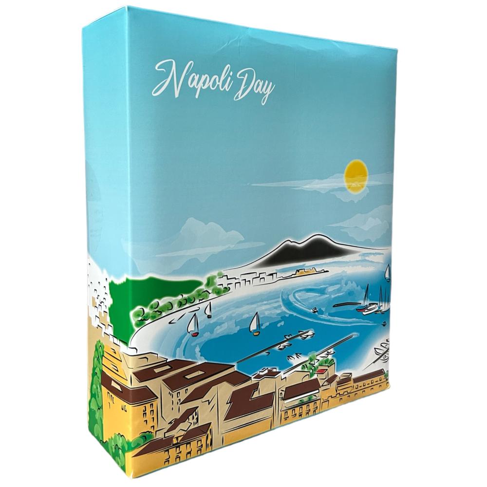 Completo Lenzuola Matrimoniali Golfo di Napoli di Giorno Set Lenzuola Federe 100% Cotone - Nap-1027