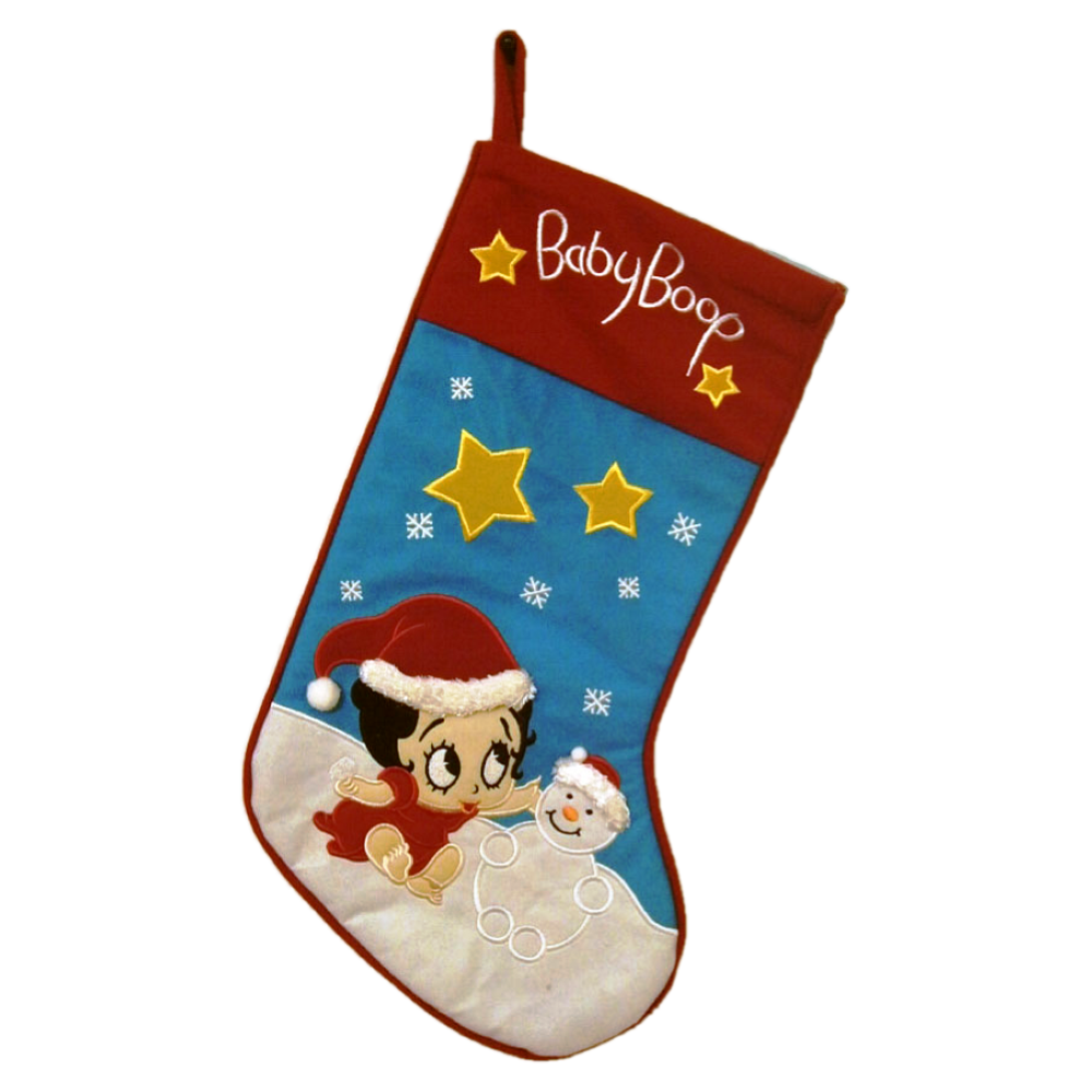 Calza Befana Betty Boop Baby Ricamata Rossa in Pile Cm. 44x19/25x4 - 904177/1