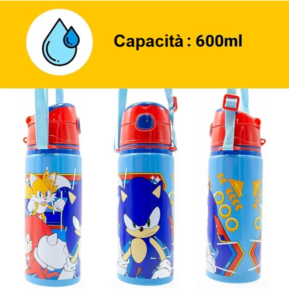 Borraccia in Alluminio con Cannuccia Sonic 600 Ml Apertura Automatica - Sn7142mc