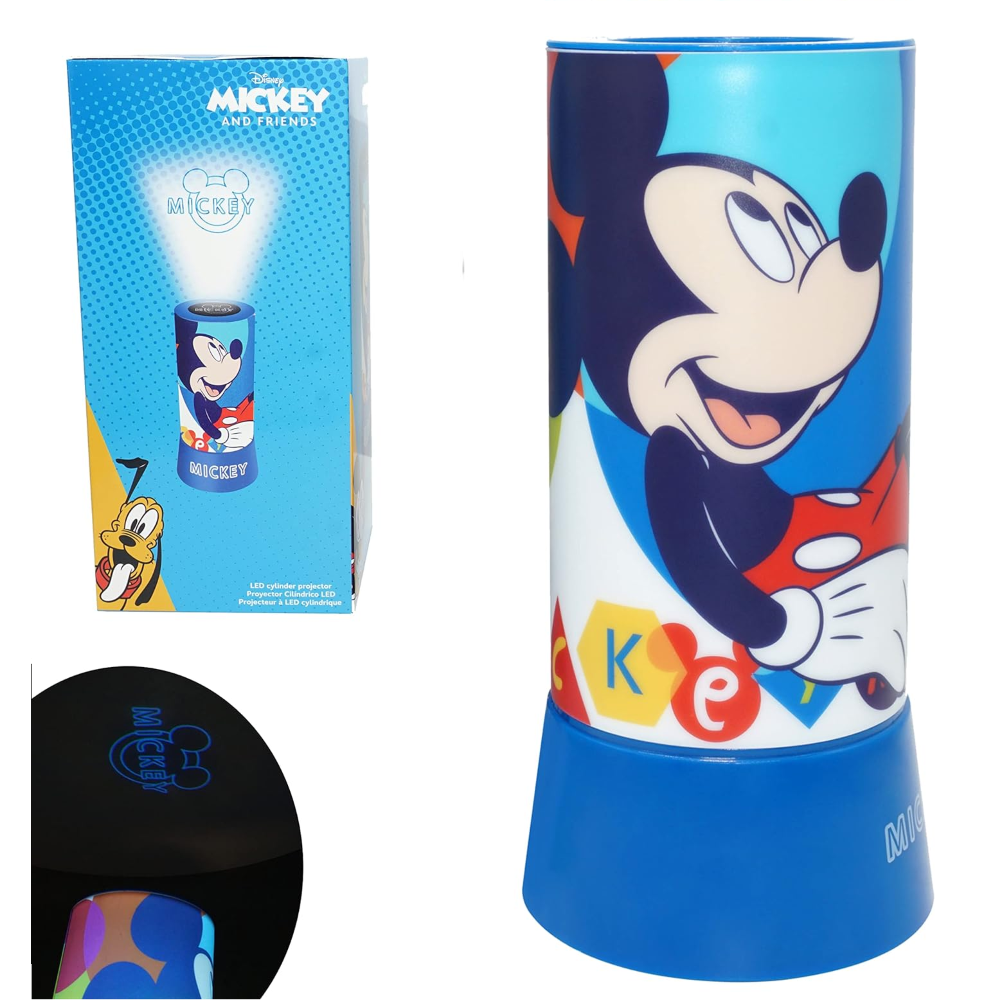 Lampada con Proiettore Topolino DISNEY Luce LED Multicolore Lampada a Batterie - Wd22145