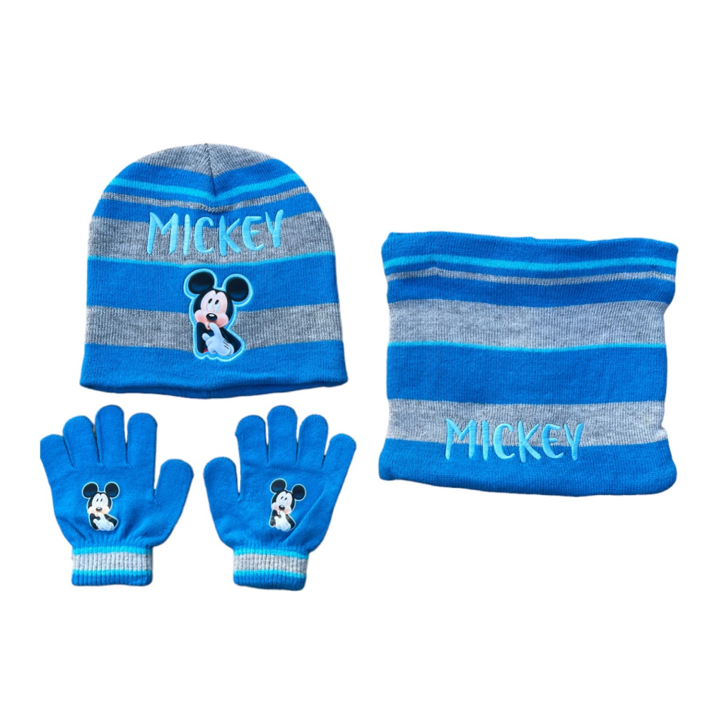 Cappello Invernale Scaldacollo Guanti Topolino DISNEY 3 Pz Taglia Unica - Mic22-2386celeste