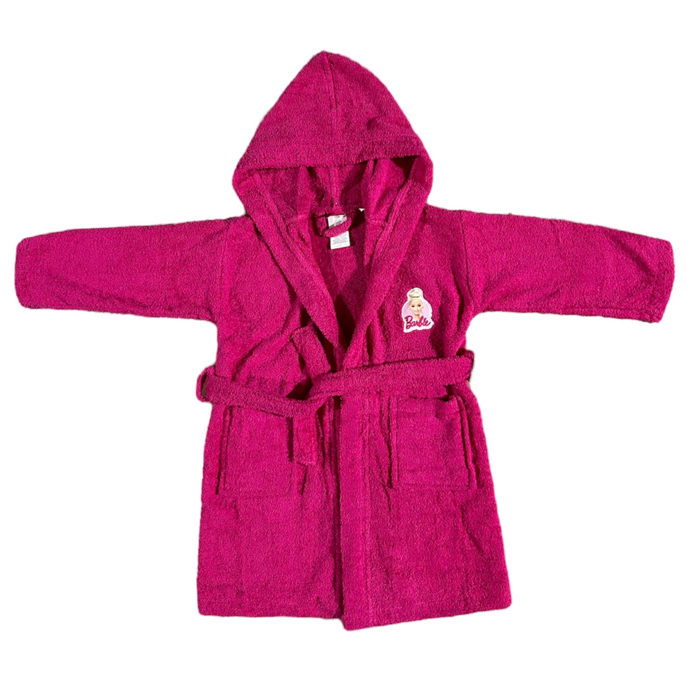Accappatoio in Spugna 100% Cotone Barbie Accappatoio con Cappuccio e Cintura - Bar-1296