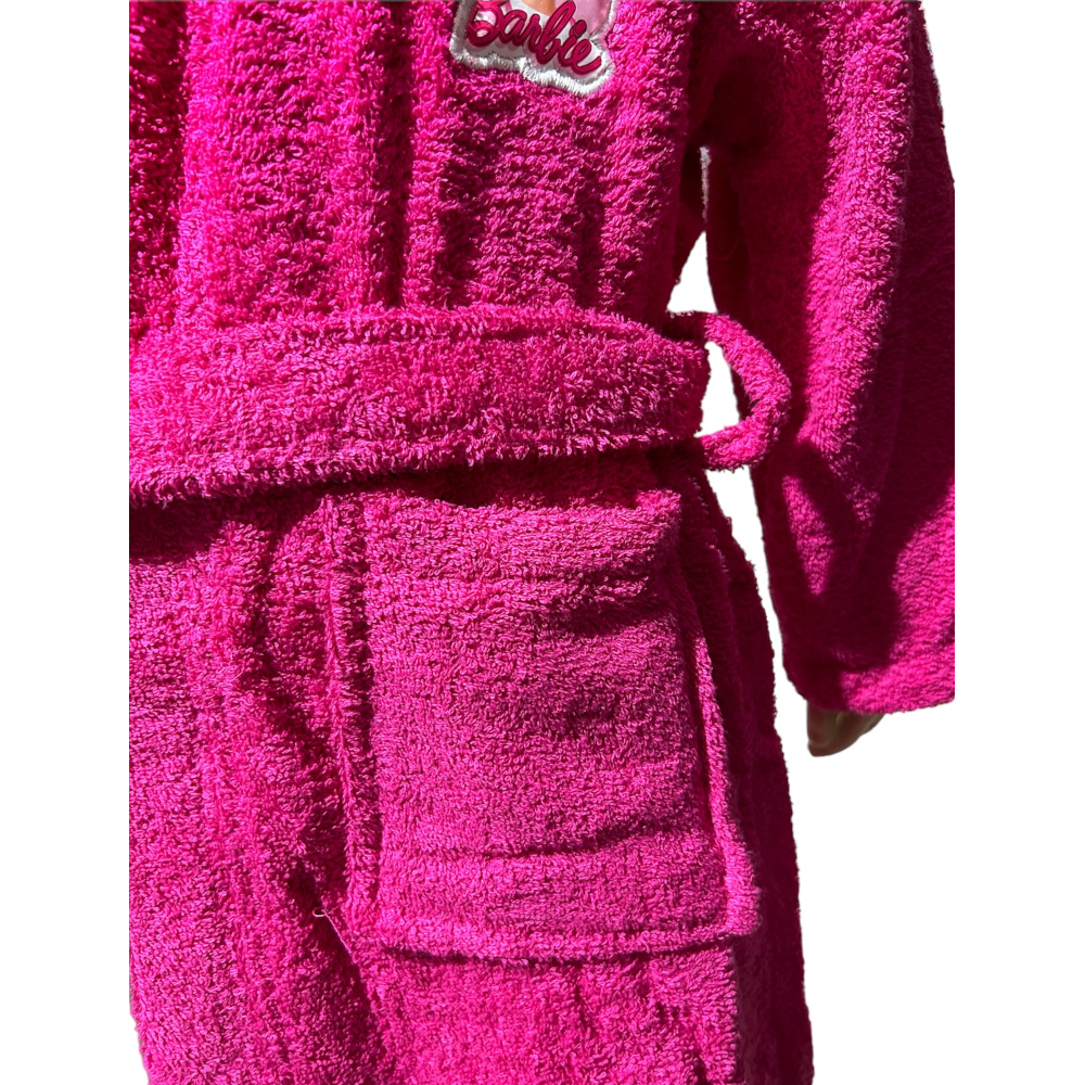 Accappatoio in Spugna 100% Cotone Barbie Accappatoio con Cappuccio e Cintura - Bar-1296