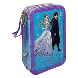 Astuccio Scuola 3d Frozen Ii DISNEY Elsa Anna Multiscomparto 3 Zip Portacolori Pennarelli Giotto - Fr0794