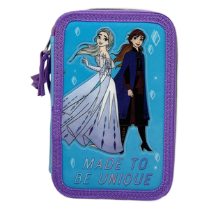 Astuccio Scuola 3d Frozen Ii DISNEY Elsa Anna Multiscomparto 3 Zip Portacolori Pennarelli Giotto - Fr0794