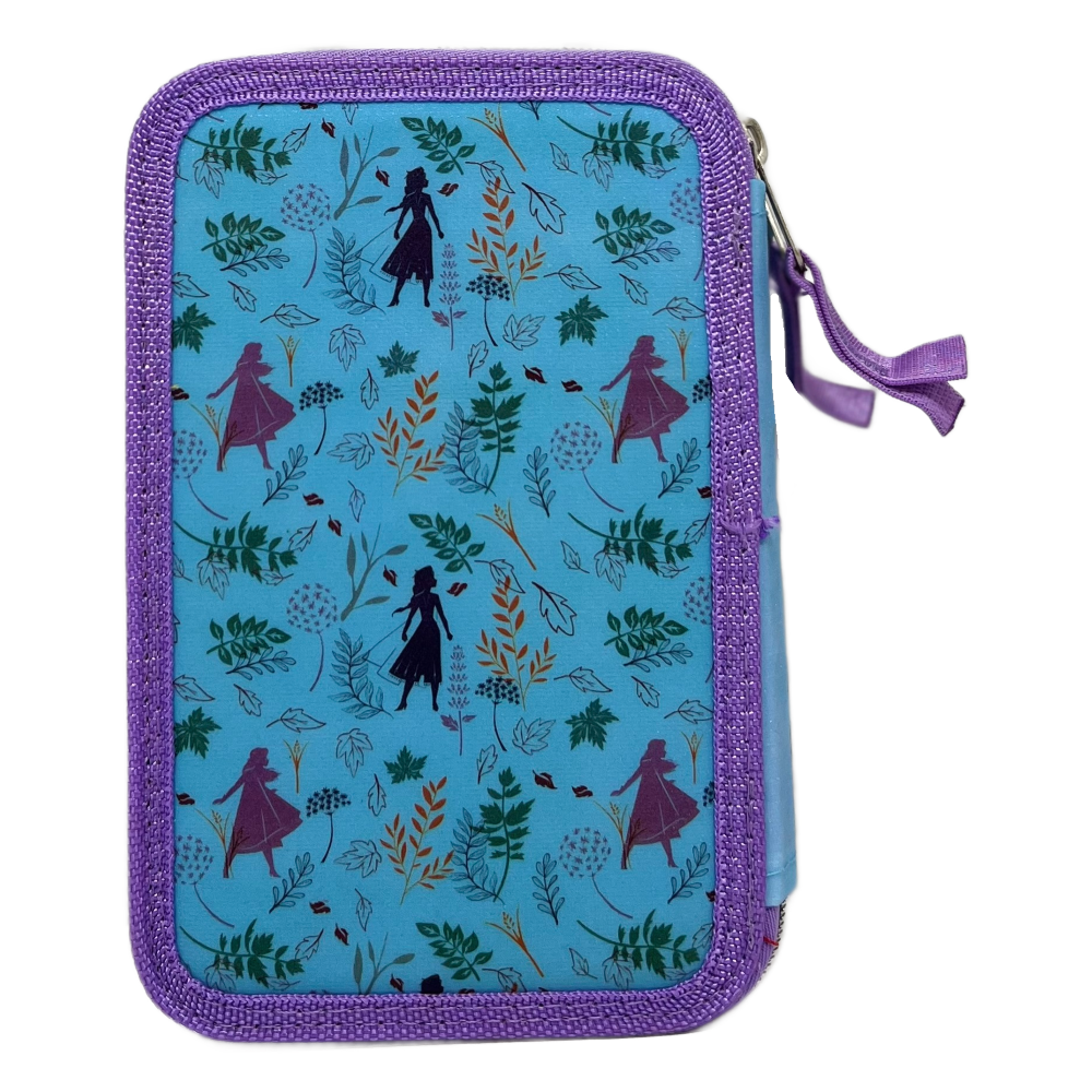 Astuccio Scuola 3d Frozen Ii DISNEY Elsa Anna Multiscomparto 3 Zip Portacolori Pennarelli Giotto - Fr0794