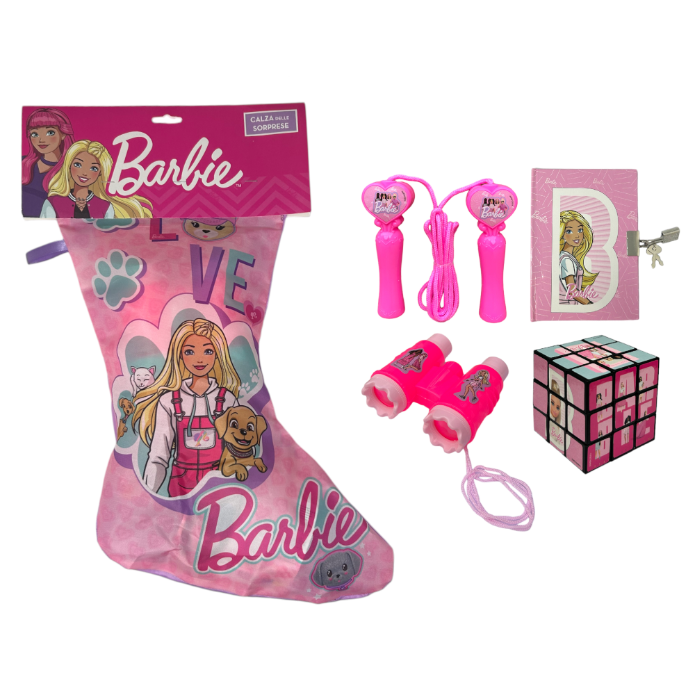 Calza Della Befana con Accessori Barbie Calzettone con 4 Giochi per Bambini - Br1012